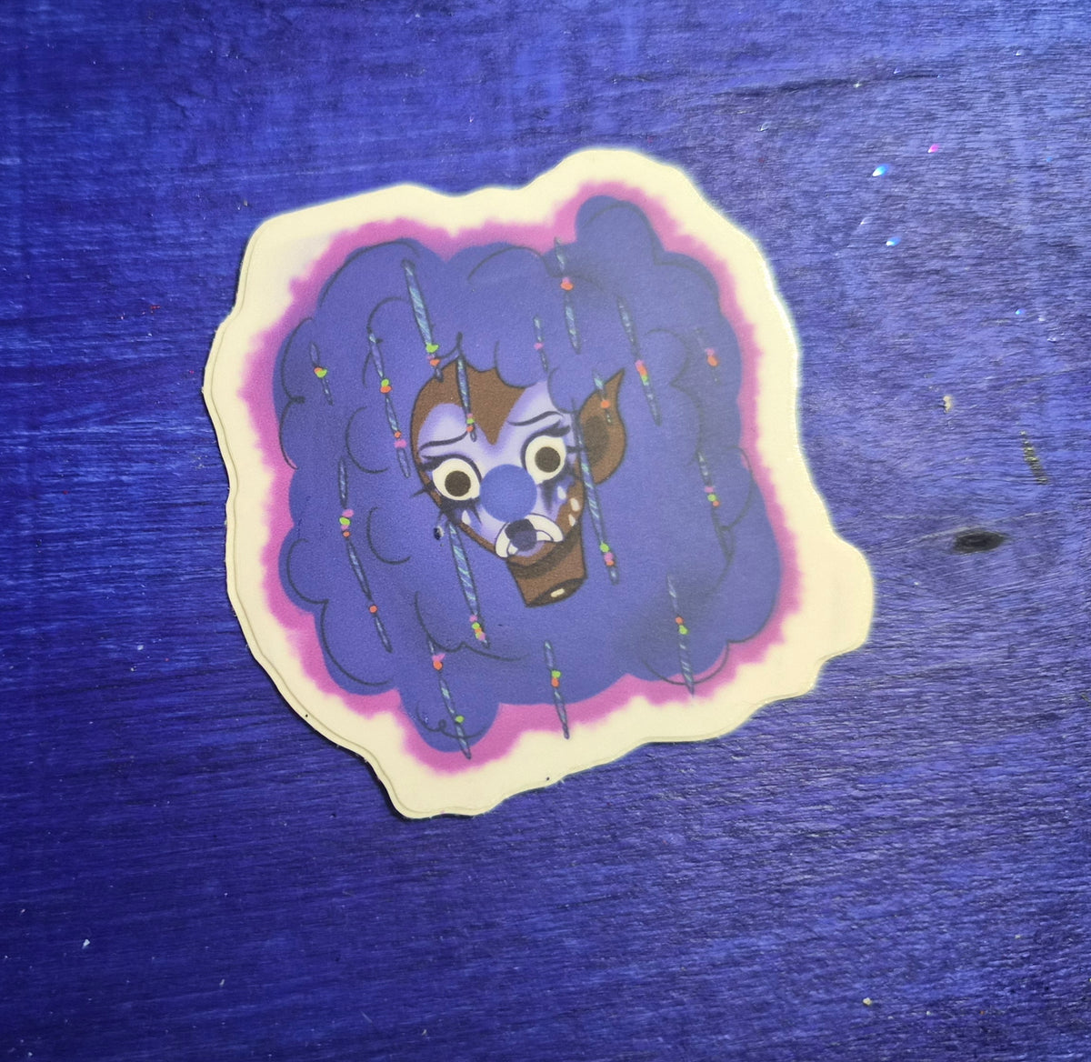 Sad blue hair clown